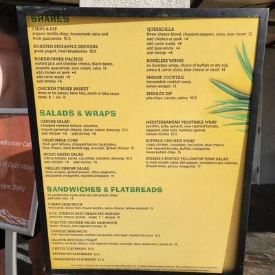 Food menu as of 6-9-22