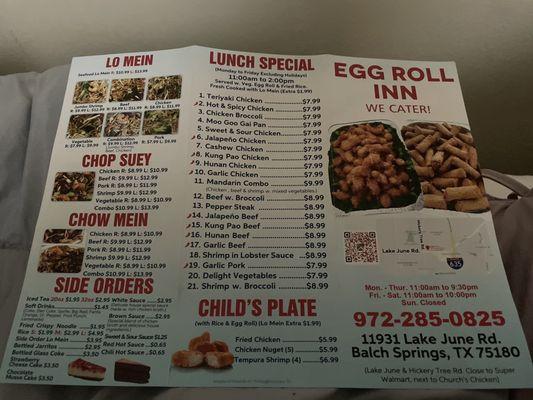 Take out menu, front ignore out of date prices