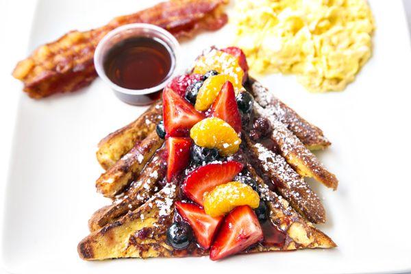 Our best seller and morning favorite, Berry French Toast! Made with a fluffy brioche bread and a mixed fruit compote.