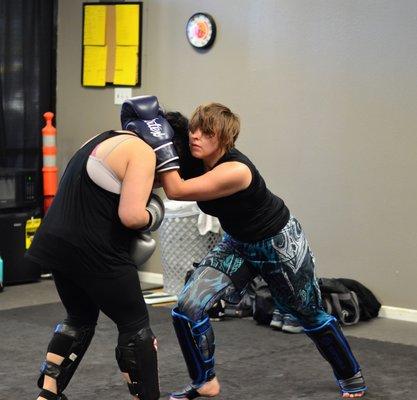 Dawn working her Thai Boxing clinch