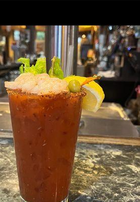 Amazing loaded Bloody Mary with just  enough spice