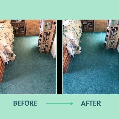 Bedroom carpet brought back to life with a hot water extraction cleaning!