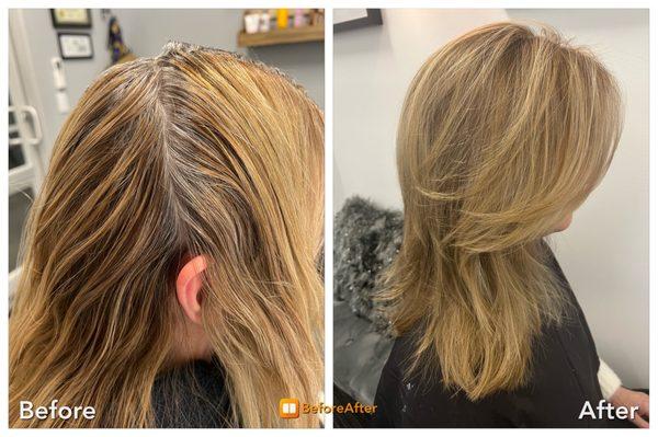 Stripes blonde and orange color correction