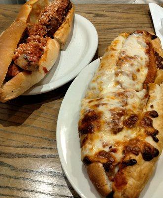 Sausage and meatball sandwich , chicken Parm