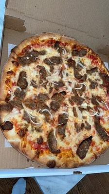 Sausage and onion Pizza, delicious