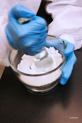 Mixing with a mortar and pestle