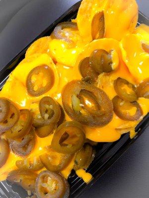 Cold Food tackled! Nachos with cheese and green peppers!