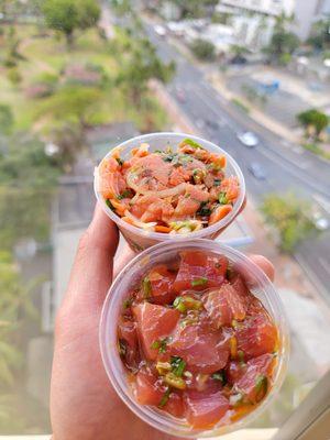 Smoked Salmon (Top) Oyster Sauce Ahi (Bottom)