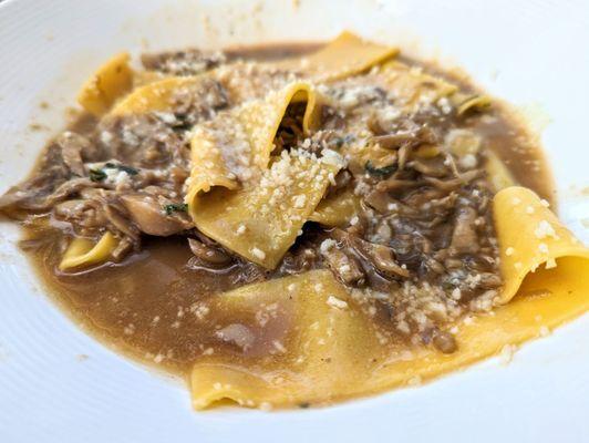 Pappardelle with mushrooms and broth