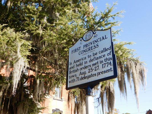 First Provincial Congress marker and Spanish Moss