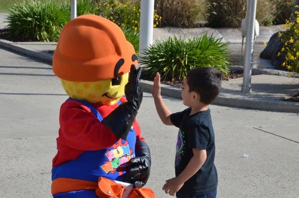 Freddy and his "trademark" hand slap greeting