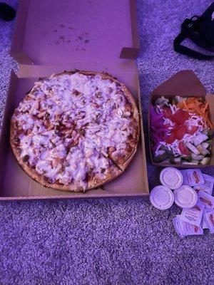 Family Pack: Extra Large Cheese Pizza with Sausage, Pineapple, and Ham, Salad, Ranch Dressing