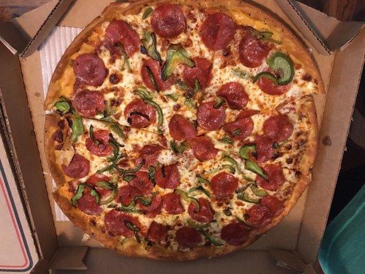 Pepperoni & green pepper thin crust