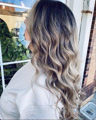 Balayage with shadow root by Amy