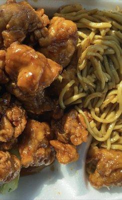 General Tso chicken combo with noodles