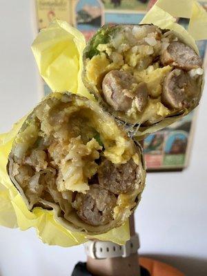 Sausage breakfast burrito