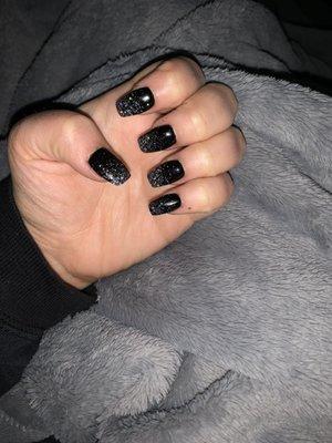 Black base with a ombré silver on the tips