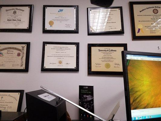 Dr. Wong's degrees and certificates