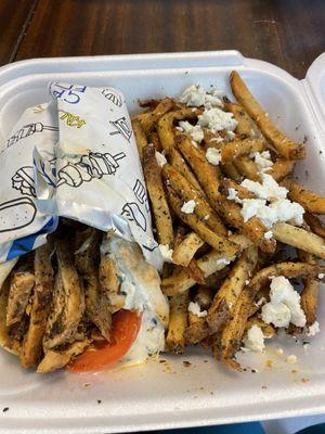 Chicken pita with Opa fries