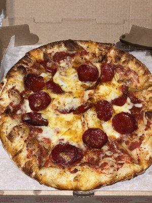 Very Good! Delicious Pepperoni with the good stringy mozzarella cheese..mmm