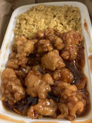 Orange chicken and plain fried rice