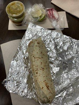 Asada burrito w/ condiments