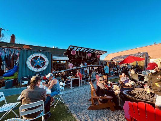 The beer garden has several sections, each with its own distinct biome. Feels intimate even when crowded.