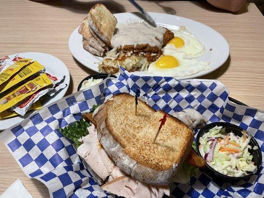 Moby's Turkey Club & Chicken Fried Steak & Eggs