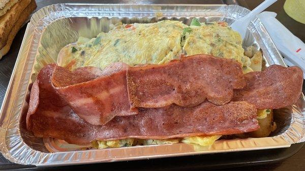 Veggie omelet with Turkey bacon