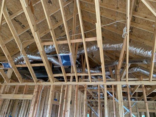 Ductwork in one of the custom homes currently being build by a contractor we work with.