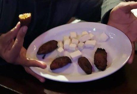 sad appetizer plate that had a hair on the cheese