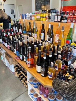 Wine offerings and other artisanal goodies available inside Monger's Provisions