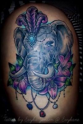 Full color elephant by Eryka Jensen.