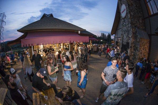 Biergarten night-life during the summer.