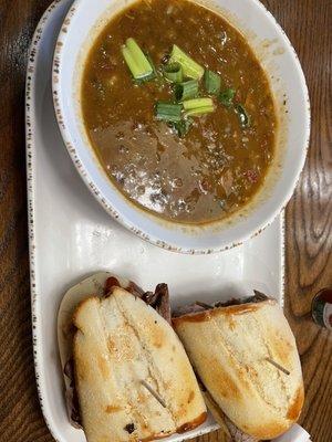 Gumbo and Sweet & Spicy BBQ Steak (P)