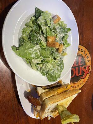 Sourdough Patty Melt with ceaser salad