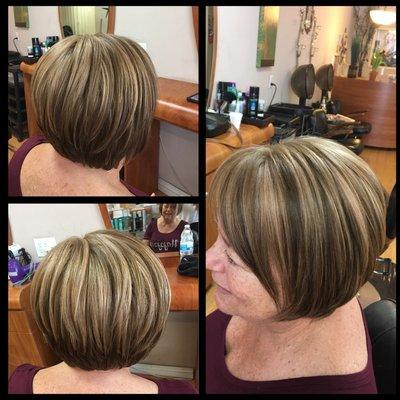 Bob hair cut, color, highlight