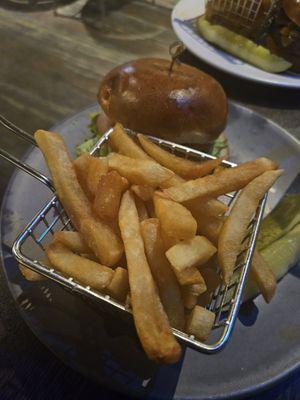 Impossible burger and fries