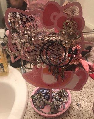 4/7/19 Hello Kitty earring holder was only $2.49 and it works great to hang my earrings, as well as put some other jewelry down below!