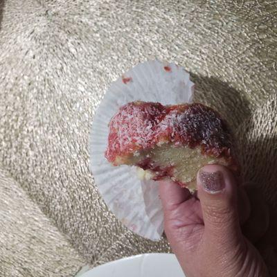 Some strawberry cake with strawberry filling swirled inside, delicious!