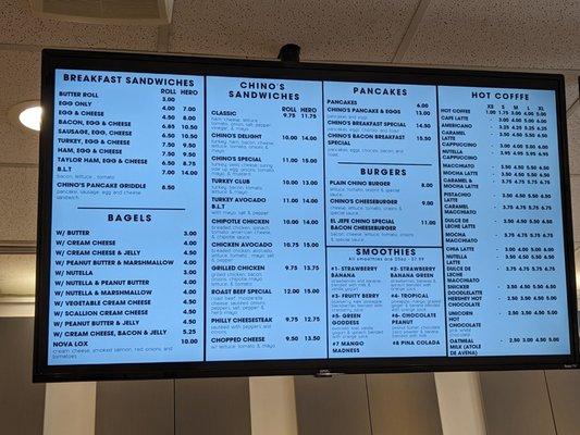 Food and coffee menu