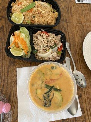 Pineapple Fried Rice, Larb and Salmon Curry.