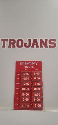 Updated pharmacy hours (as of 9-13-23)