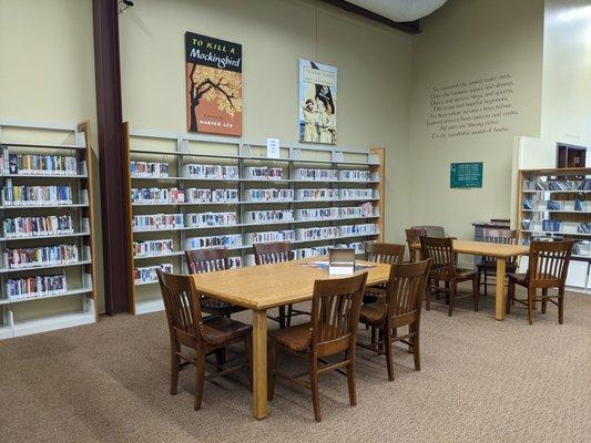 Study tables at the Wyoming Area Library