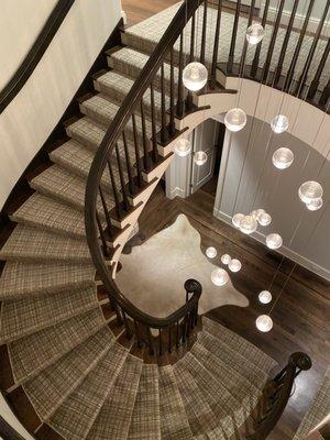 Custom rug made and installed by us for our clients staircase. A true masterpiece!!!