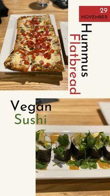 Hummus Flatbread & Vegan Sushi