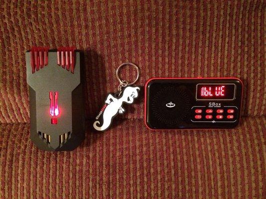 The Rook (left) and the SBox (right) separated by a GhostStop keychain