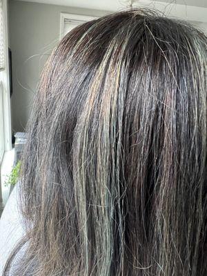 Highlights turned green after using the shampoo they sold me.