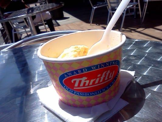 Enjoyed a butter pecan single scoop @ $1.79 on the sunny new patio. Free wifi!