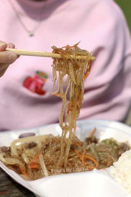 Takeout Japchae  ($11.35) - Stir-fried cellophane noodles with vegetables and choice of beef or tofu